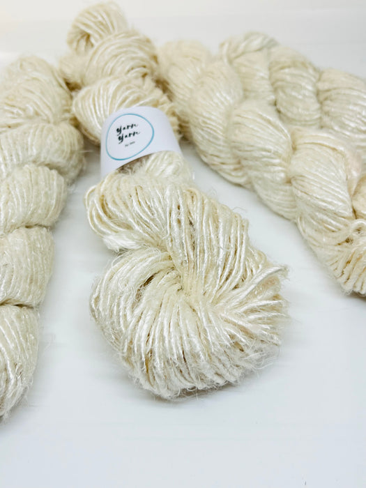 Banana yarn, pure white, vegan friendly.