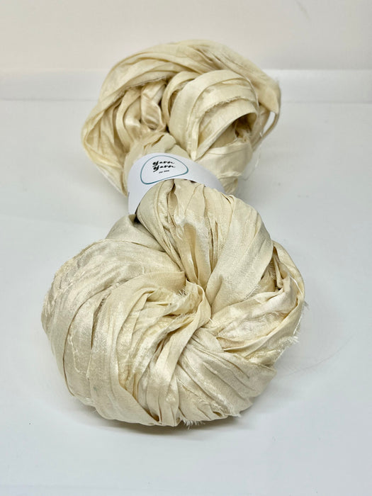 Sari silk ribbon. Off white shades.