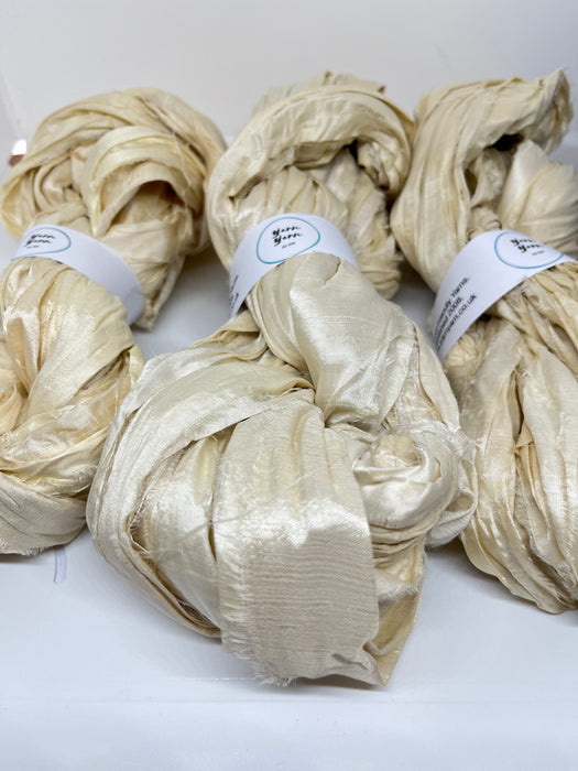 Sari silk ribbon. Off white shades.