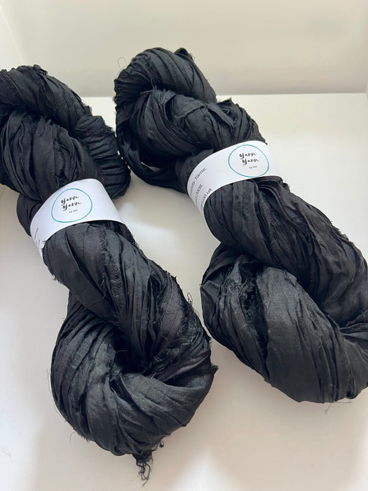 Sari silk ribbon, black.