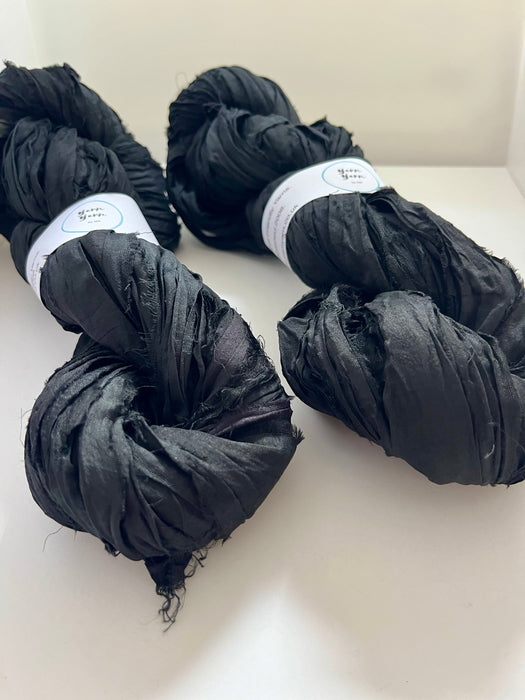 Sari silk ribbon, black.