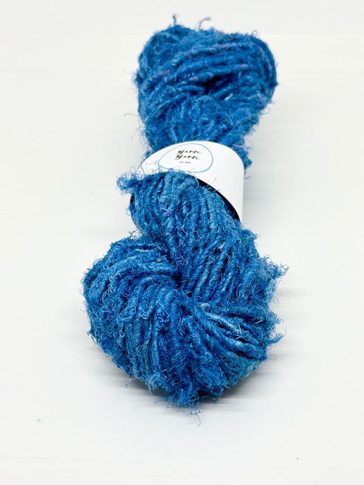 Banana yarn. Blue. Vegan yarn.