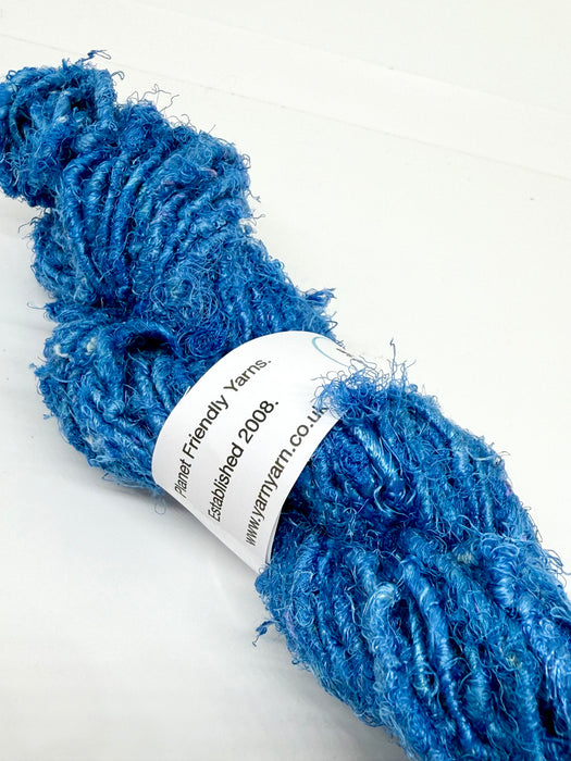 Banana yarn. Blue. Vegan yarn.