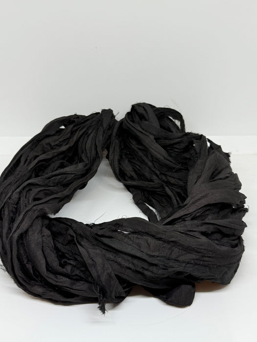 Sari silk ribbon, black.