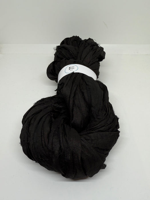 Sari silk ribbon, black.