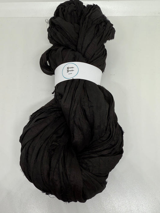 Sari silk ribbon, black.