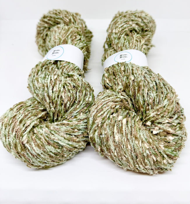 Handspun velvet yarn, sage green. Soft ethical yarn.