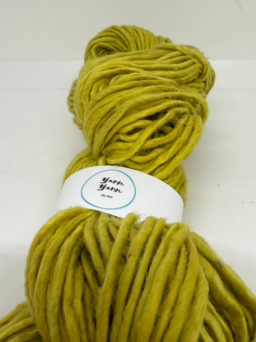 Organic skin cotton yarn. Slub cotton yarn. Chartreuse.