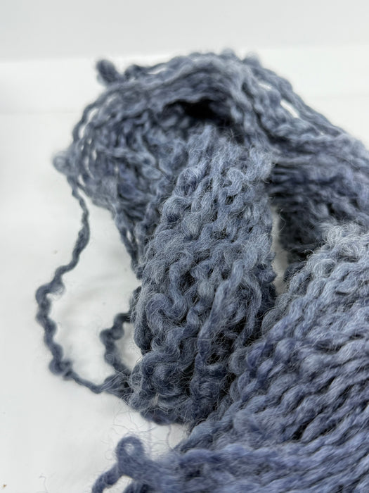 Handspun Indian boucle wool. Natural wool. Petrol Blue.