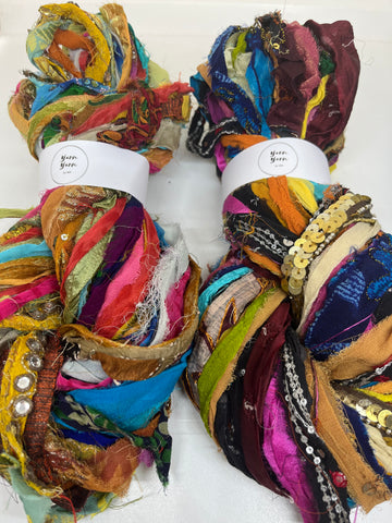 Embellished sari ribbon. LOADS of texture. Mixed colours, sari hems and more. SOLD OUT