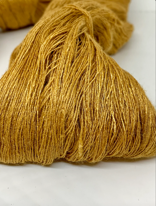 RED eri silk yarn. Ahimsa silk yarn.