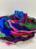 Sari silk ribbon, eyelash textured ribbon yarn. SOLD OUT