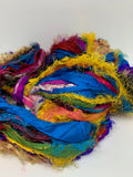 Sari silk ribbon, eyelash textured ribbon yarn. SOLD OUT